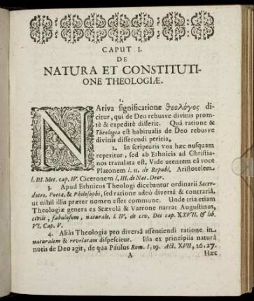 Caput I. De Natura Et Constitutione Theologiæ.
