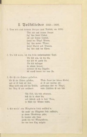 II. Volkslieder 1050 - 1800