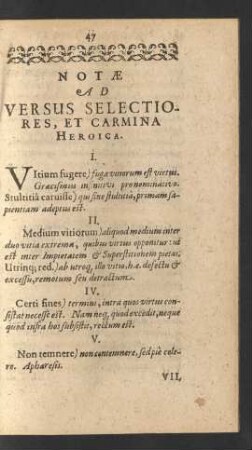 Notae Ad Versus Selectiores, Et Carmina Heroica.