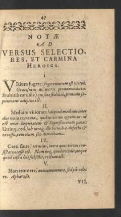 Notae Ad Versus Selectiores, Et Carmina Heroica.