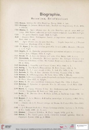 Biographie, Memoiren, Briefwechsel (Nr. 1522 - 1935)