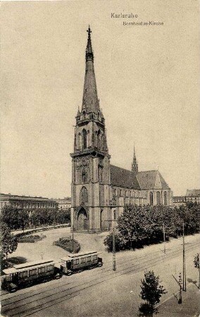 Erster Weltkrieg - Feldpostkarten. "Karlsruhe - Bernhardus-Kirche"