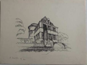 [Wohnhaus mit Brunnenanlage]