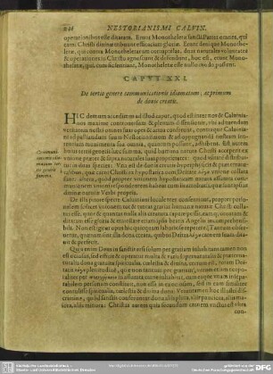 Caput XXI. De tertio genere communicationis idiomatum; ac primum de donis creatis