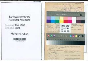 Entnazifizierung Albert Meinburg , geb. 15.12.1889 (Lehrer)