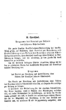 Programm des Vereins zur Reform des höheren Schulwesens: Sprechsaal