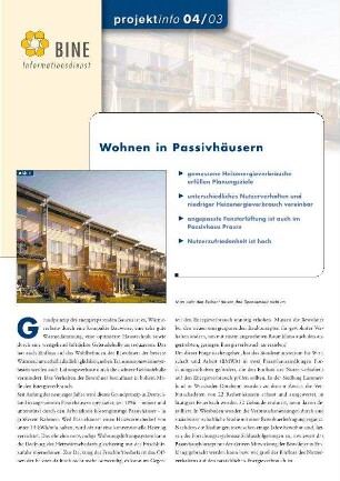 Wohnen in Passivhäusern.