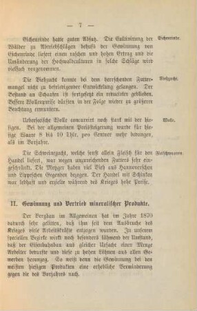 II. Gewinnung und Vertrieb mineralischer Produkte.