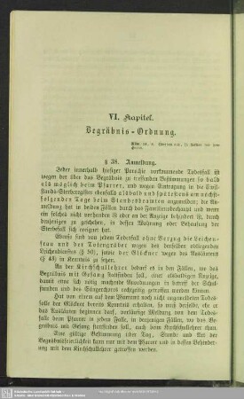 VI. Kapitel. Begräbnis-Ordnung