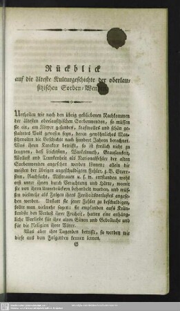 Rückblick auf die älteste Kulturgeschichte der oberlausitzischen Sorben-Wenden
