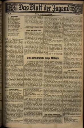 Zweite Ausgabe vom Mittwoch, den 16. April 1930.