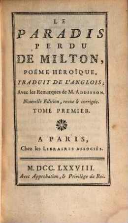 Le Paradis Perdu De Milton : Poeme Héroique, 1