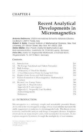 Recent analytical developments in micromagnetics