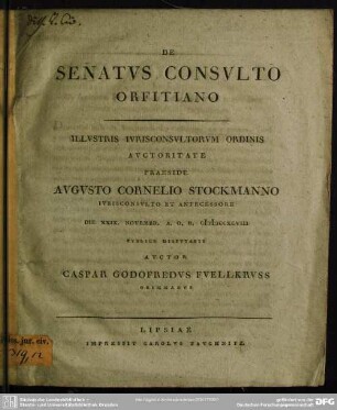 De Senatus Consulto Orfitiano