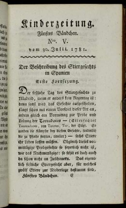 Nro. V. vom 30. Julii 1781