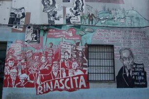 Insel Sardinien - Wandmalerei : Politische Wandmalereien im Bergdorf Orgosolo, aufgenommen 2006 auf Sardinien