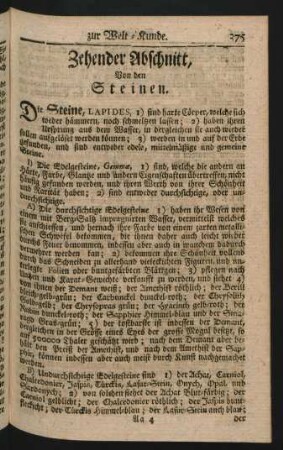 Zehender Abschnitt, Von Den Steinen