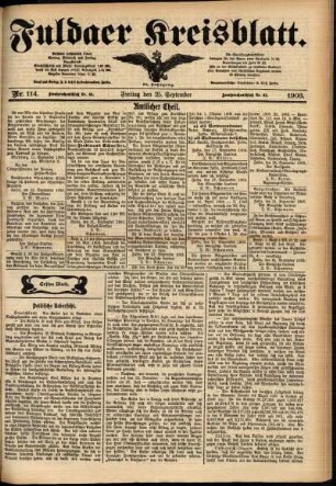 Erste Ausgabe vom Freitag, den 25. September 1903.
