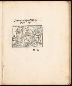 Holzschnitt: Josue erhenckt fünf Künig. Josue. ix.