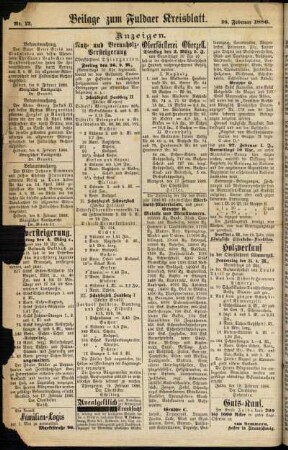 Zweite Ausgabe vom Samstag, den 20. Februar 1886.