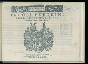Jacobus Peetrinus: Liber primus motectorum quinque vocum. Cantus