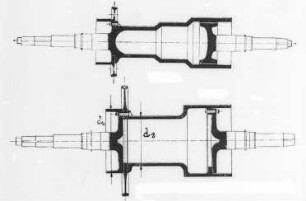 Trommelausführung von Turbinen, Schema (Maffei-Schwartzkopff-Werke GmbH) : Technikgeschichte | Maschinenbau | Kraftmaschinen | Dampfturbinen