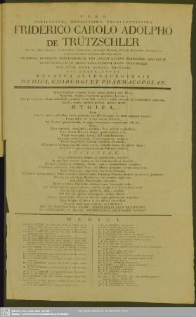 Viro Perillustri, Nobilissimo, Excellentissimo Friderico Carolo Adolpho De Trützschler