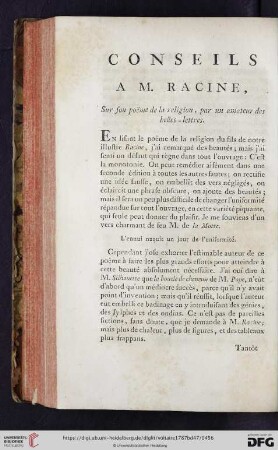 Conseils à M. Racine