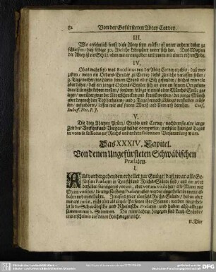 Das XXXIV. Capitel. Von denen Ungefürsteten Schwäbischen Praelaten