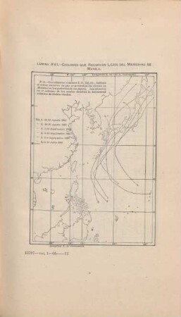 Lámina XVI. Ciclones que recurvan lejos del meridiano de Manila