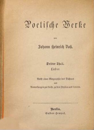 Poetische Werke, 3. Lieder