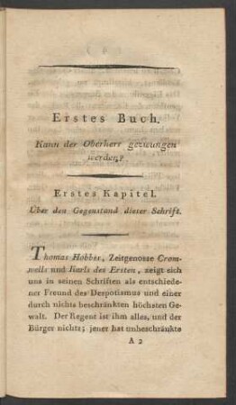 Erstes Buch. Kann der Oberherr gezwungen werden?