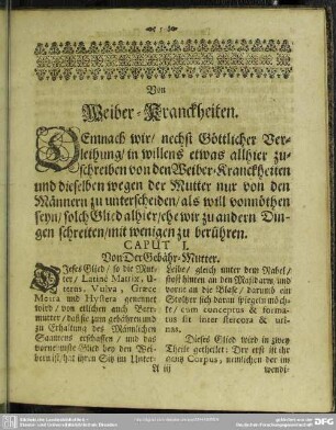 Von Weiber-Kranckheiten
