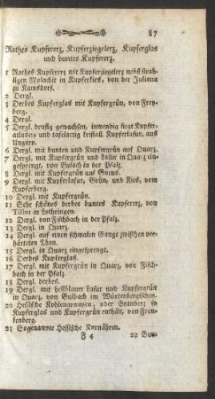 Rothes Kupfererz, Kupferziegelerz, Kupferglas und buntes Kupfererz.