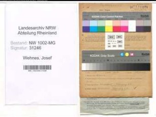 Entnazifizierung Josef Wehnes , geb. 09.12.1910 (Fahrer)