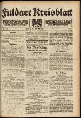 Ausgabe vom Freitag, den 13. Oktober 1916.