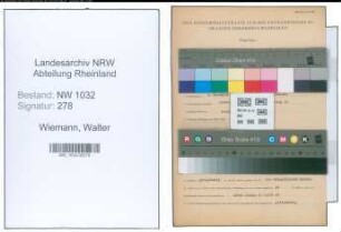 Entnazifizierung Walter Wiemann , geb. 04.11.1897 (Regierungsinspektor)