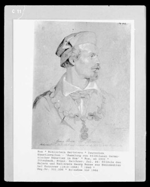 Deutsches Künstleralbum: Sammlung von Bildnissen Germanischer Künstler in Rom — fol. 84: Bildnis des Malers und Radierers Georg Busse aus Bennemühlen bei Hannover (1810-1868)