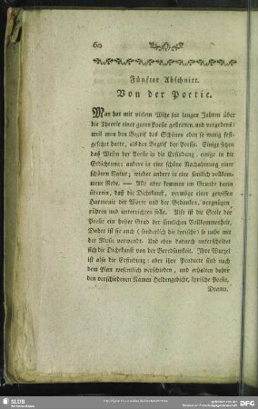 Fünfter Abschnitt. Von der Poe[s]ie