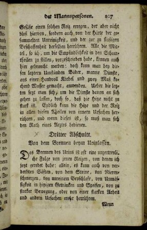 Dritter Abschnitt. Von dem Brennen beym Urinlassen.