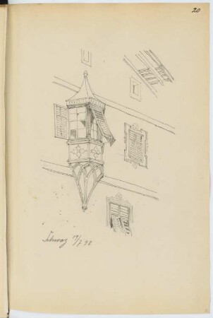 Erker, Schwaz: Perspektivische Ansicht (aus: Skizzen- und Fotoalbum 13)
