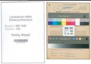 Entnazifizierung Margret Bissing , geb. 18.10.1922 (Stadtangestellte)
