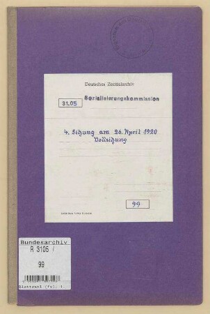 4. Sitzung am 26. Apr. 1920: Vollsitzung