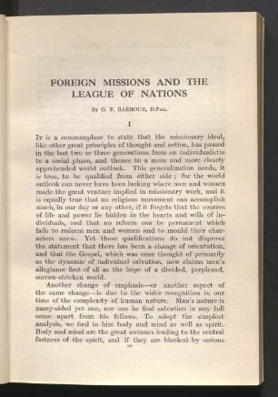 Foreign missions and the league of nations