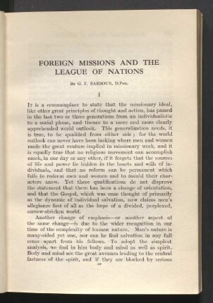 Foreign missions and the league of nations