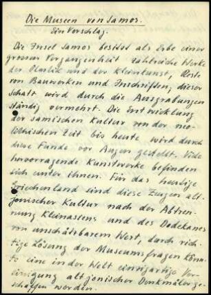 Anlage I. Denkschrift Museen Samos