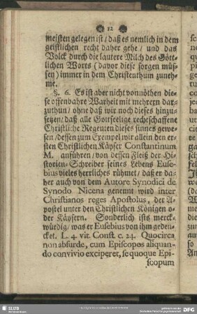 §. 6. [Das Exempel des Käysers Constantini Magni]