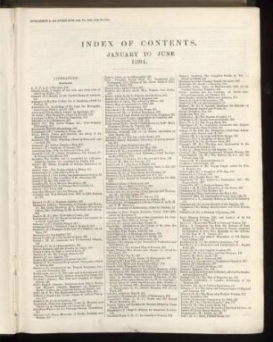 Index of Contents. January to June 1894.