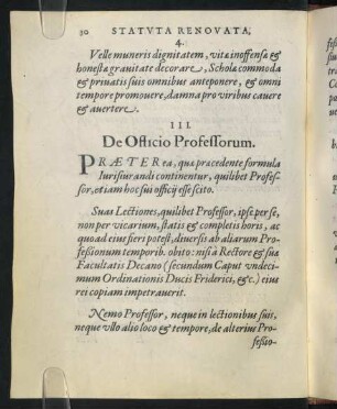 III. De Officio Professorum.