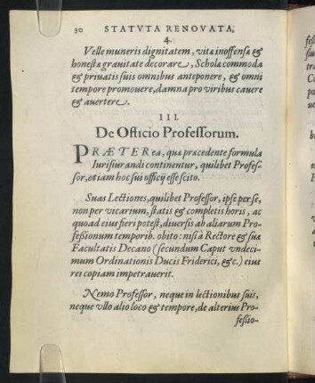 III. De Officio Professorum.